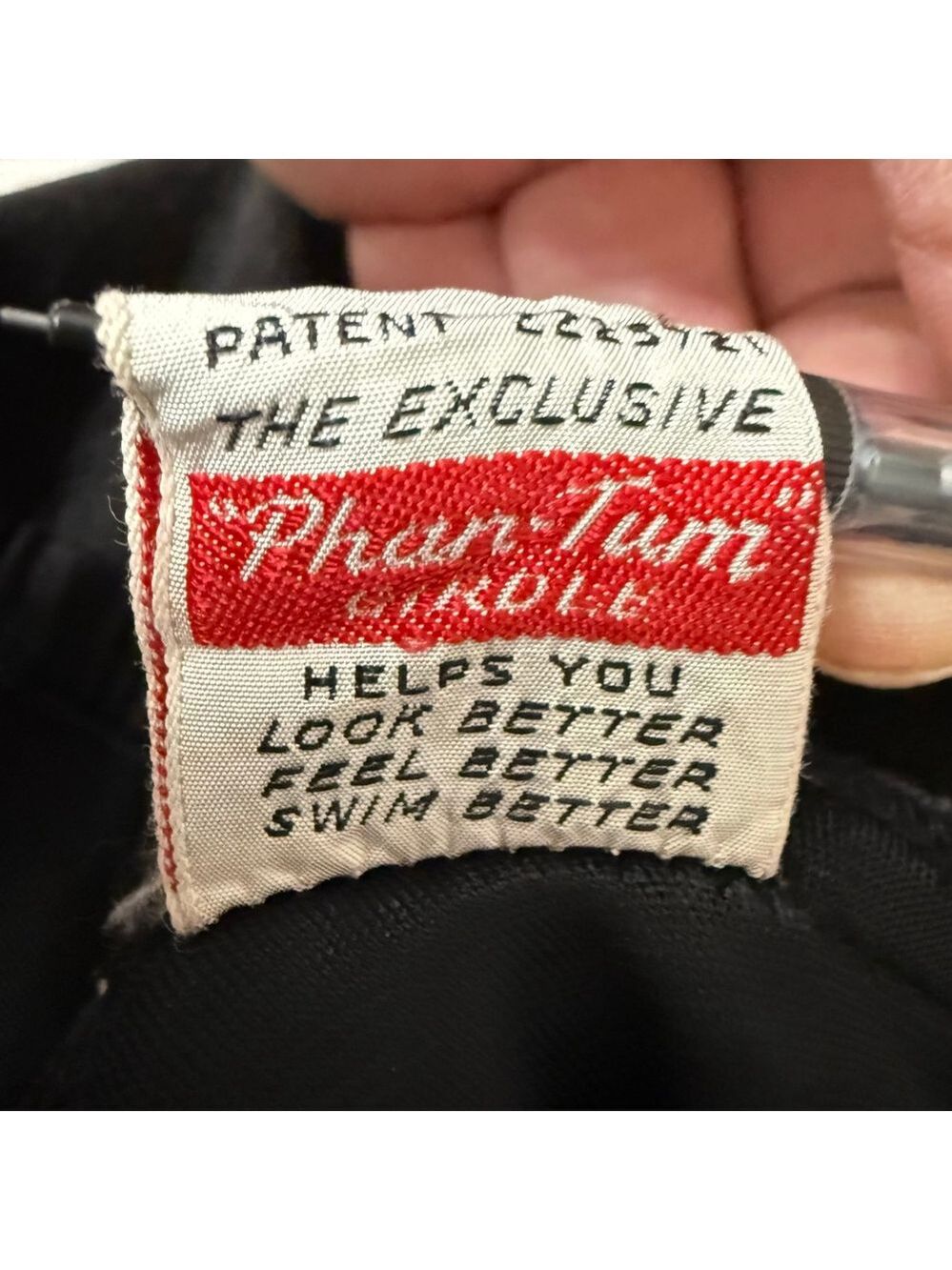 Vintage 1950s Phan-Tan Black One Piece Swimsuit Size 36 - Picture 9 of 10